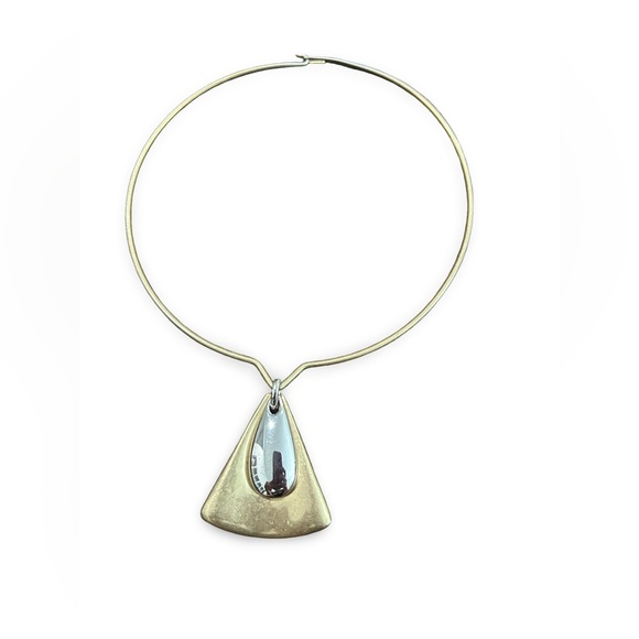 Vintage Robert Lee Morris Gold and Silver Geometric wire collar Necklace - Picture 1 of 5